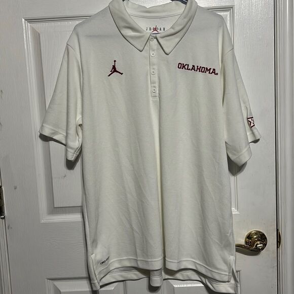 🔥🔥 OKLAHOMA OU SOONERS Jordan Dri-Fit Polo Shirt - Men Sz XL - EXCELLENT - Picture 1 of 10